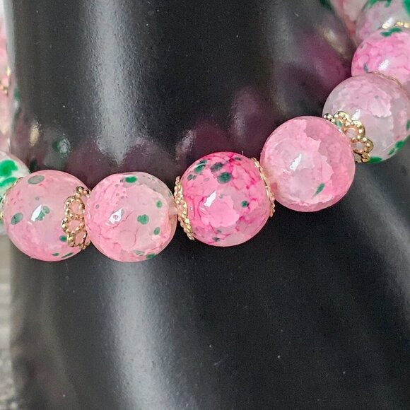 Cherry Blossom Glass Gradient Beaded Pink Bracelet NEW Set of 2 - Picture 3 of 8
